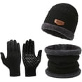 thumbnail image 1 of Conjunto de Invierno 3 Piezas Color Negro con Gorro de Punto Forrado, Bufanda Cuello de Forro Polar y Guantes Táctiles Antideslizantes para Hombre y Mujer, 1 of 8