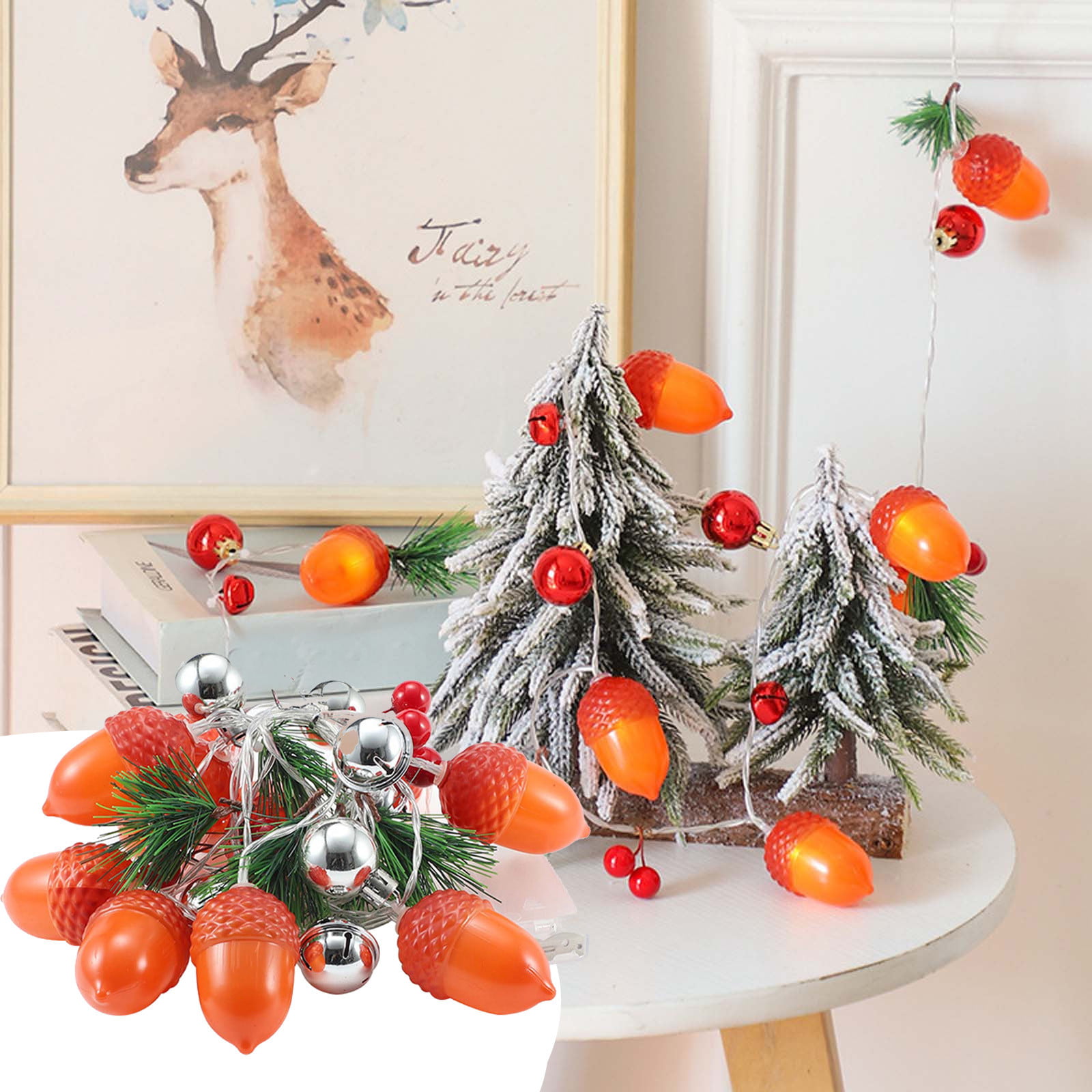 2pk Holiday/Christmas Reindeer Fairy LED Lights8'Room Essentials  Open Box 