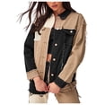 thumbnail image 2 of LOVZFMLL Vestes pour Femmes Printemps et Hiver Nouvelle Veste Mode pour Femmes Manteau à Panneaux en Denim Contrasté, 2 of 8
