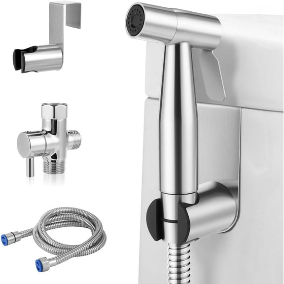 Handheld Bidet Sprayer for Toilet – Muslim Shower Stainless Steel Jet Spray with Adjustable Pressure Brass T-Valve – Multipurpose Bathroom Bidet for Personal Hygiene, Baby, Pet & Feminine Wash