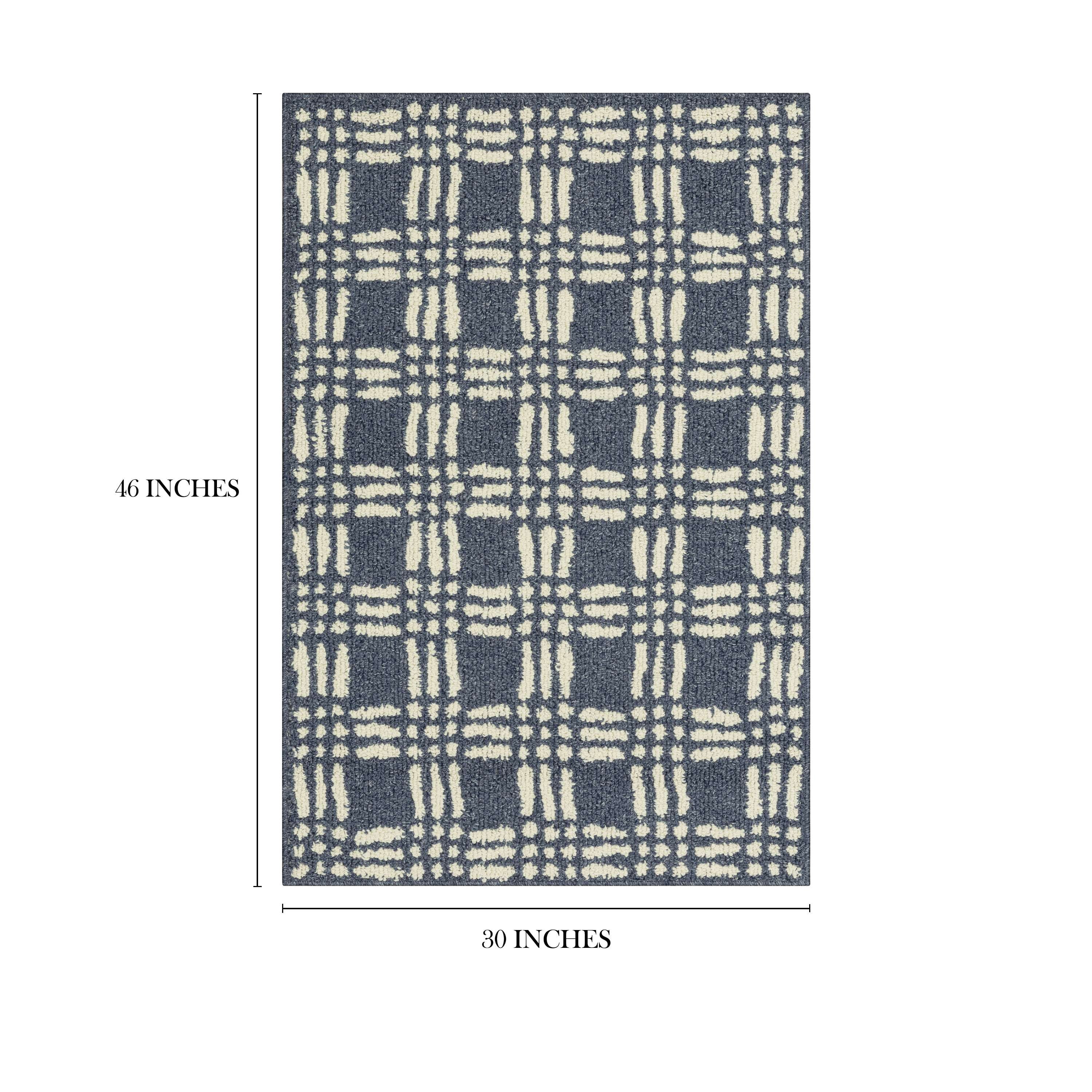 Mainstays Transitional Grid Plaid Blue Indoor Accent Rug, 30"x46"