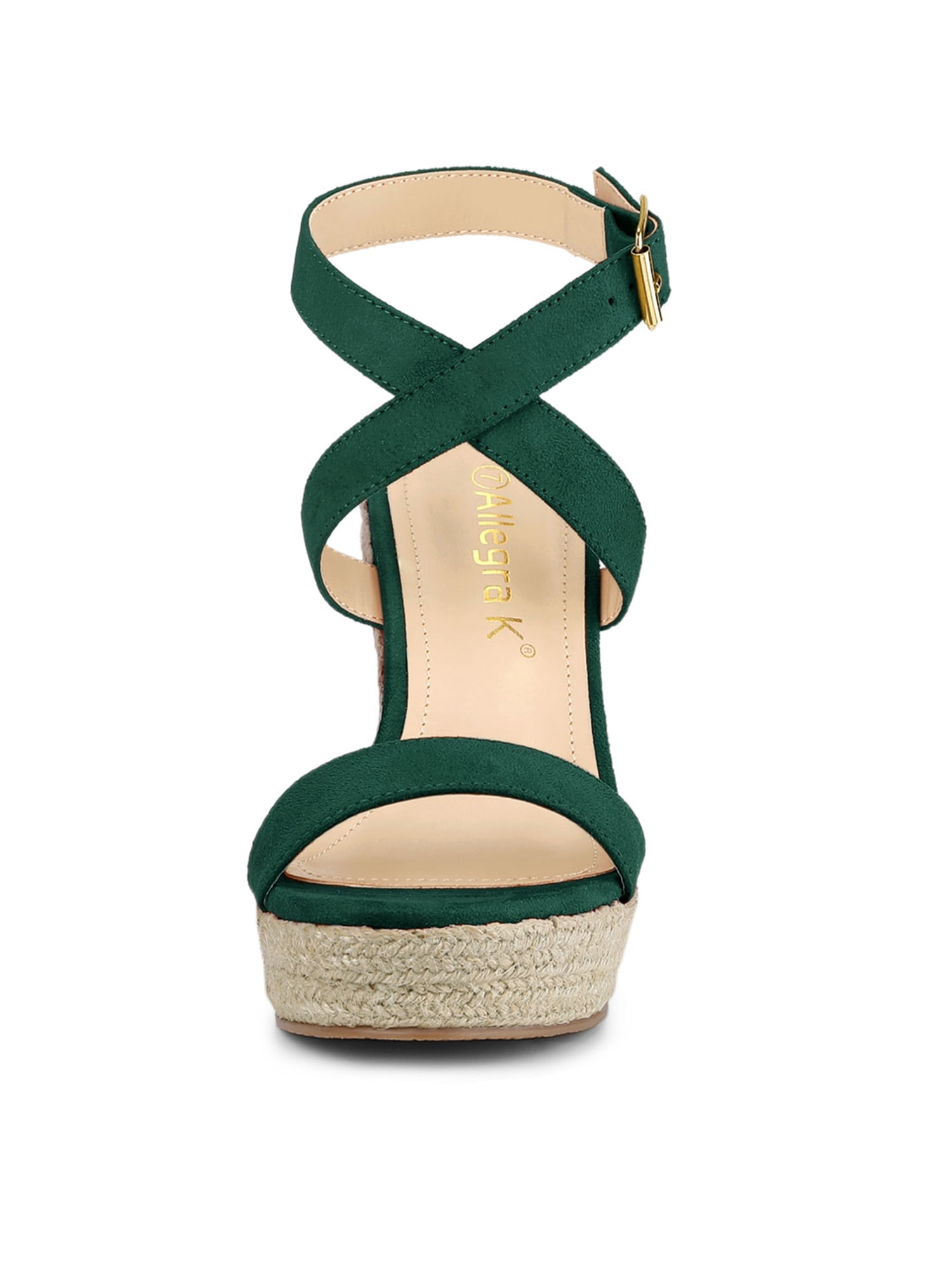 DARING DIVA Women's Slingback Crisscross Wedges Heel Espadrille Sandals Green 7