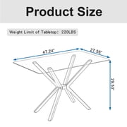 Holaki 47.24'' Rectangular Tempered Glass Dining Table for Dining Room, Living Room, Office