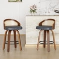 thumbnail image 6 of Modern Rattan Back PU Leather Bar Stools Set of 2 with Footrest, 6 of 9