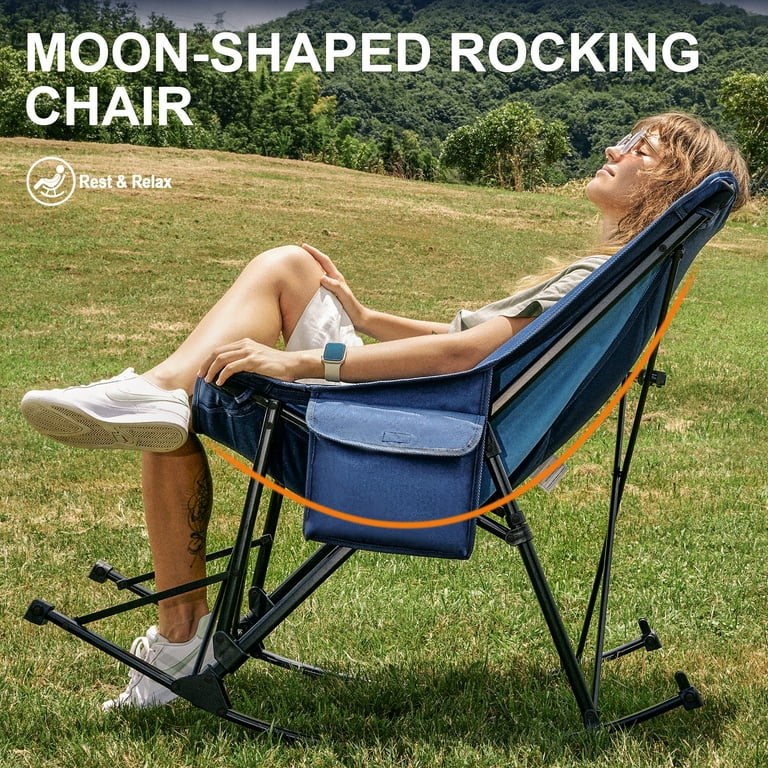 OuterSpa Rocking Camping Chair Heavy Duty High Back Oversized Portable Folding Chair with Cup Holder and Side Pocket Outdoor Foldable Camp Chairs for Fishing Camping Picnic Lawn Walmart