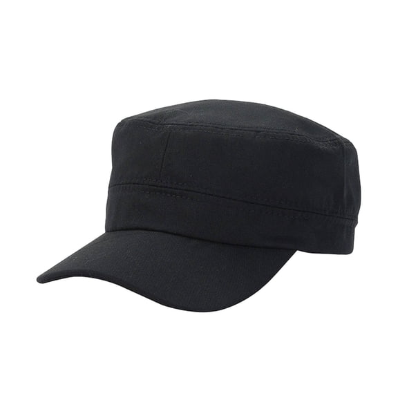 Classic Flat Top Cotton Cap with Adjustable Strap, Unisex Casual Military Hat, Lightweight Everyday Outdoor Headwear