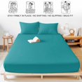 thumbnail image 5 of Full Size Fitted Sheet Set - Teal 3 Piece Bedding Sets 16" Deep Pocket Fitted Sheet with 2 Pillowcases Farmhouse Solid Turquoise Color Modern Art Brushed Microfiber Hotel Luxury Bed Sheets, 5 of 9
