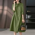 thumbnail image 4 of ZANZEA Womens Long Sleeve Button Up Shirt Dress Casual Loose Swing Midi Dresses, 4 of 11