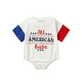 thumbnail image 1 of Bagilaanoe 4th of July Newborn Baby Boy Girl Rompers Letter Print Short Sleeve Bodysuit 6M 12M 18M 24M Infant Summer One Piece Short Jumpsuit for Independence Day, 1 of 8