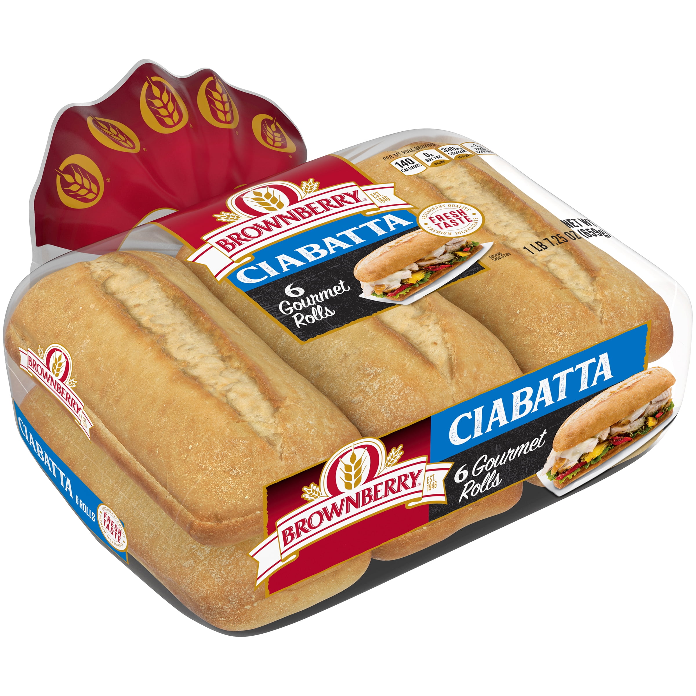 Brownberry Ciabatta Gourmet Buns, 6 count, 23 oz