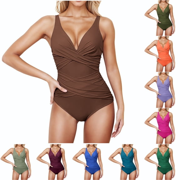 Tummy Control Swimsuits for Women One Piece Modest Slimming Bathing Suit Crissover Ruched Full Coverage Cute Swimwear Turquoise L