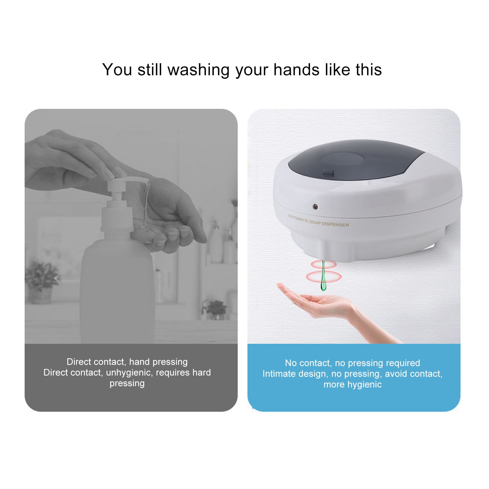 Nieyigj Automatic Soap Dispenser Wall Mounted Touchless Liquid Soap Dispenser for Bathroom Kitchen Hospital Durable ABS Material 8.1 inches / 20.5 cm Battery Operated Sensor Hand Washer