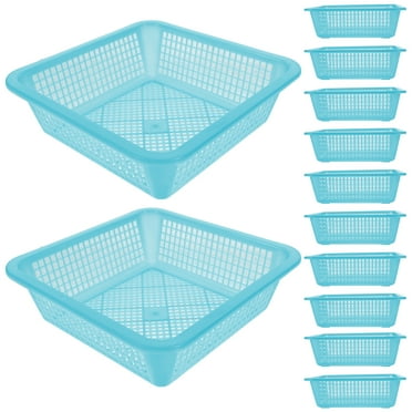 TOYMYTOY Skyblue Perforated Storage Basket Plastic Bin for Office Bathroom Kitchen Organization 12pcs