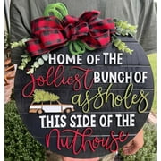 National Lampoons Christmas Welcome Sign for Front Door Porch Decor, Xmas Vacation Holiday Decor Wooden Door Hanger Rustic Farmhouse Home Sign 3D Text Wall Hanging Decor
