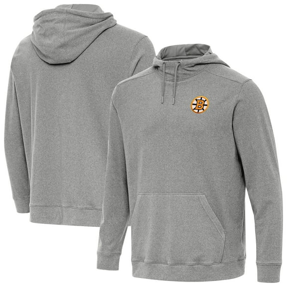Men's Antigua Heather Black Boston Bruins Cloud Pullover Hoodie