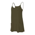 thumbnail image 3 of Athletic Dress Womens Sresses Summer Sleeveless Spaghetti Straps Simple Solid Color dress with shorts underneath womens athletic dress Summer Dresses 01-Army Green 2XL, 3 of 5