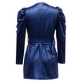 thumbnail image 4 of Leather Mini Dress Long Sleeve Wedding Guest Dress (Navy L), 4 of 4