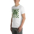 thumbnail image 6 of Checkerboard Shamrock T-Shirt – Stylish St. Patrick’s Day Irish Design, Fun and Casual Apparel (M) (White), 6 of 6