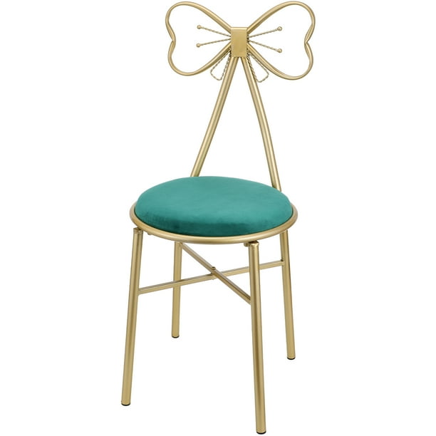 Silla de maquillaje, taburete de tocador con respaldo, silla pequeña, taburete de tocador con respaldo con respaldo de lazo para sala de estar y dormitorio