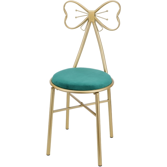 Silla de maquillaje, taburete de tocador con respaldo, silla pequeña, taburete de tocador con respaldo con respaldo de lazo para sala de estar y dormitorio