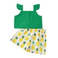 thumbnail image 4 of Fesfesfes Summer Kids Girls 2-piece Outfit Flying Sleeve Tops Pineapple Print Shorts Set, 4 of 9