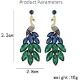 thumbnail image 6 of Vintage Peacock Dangle Earrings for Women 14K Gold Plated Green Crystal Feather Peafowl Statement Drop Dangling Stud Earring Boho Exaggerated Birthday Holiday Jewelry Gifts, 6 of 6