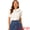 White, variant on Women's Peter Pan Collar Ruffled Trim Gingham Shirts Blouse S White