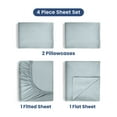 thumbnail image 2 of Soft Lightweight 400TC 100% Cotton Sateen Bed Sheet Set – 4-Piece King – Aqua, 2 of 8