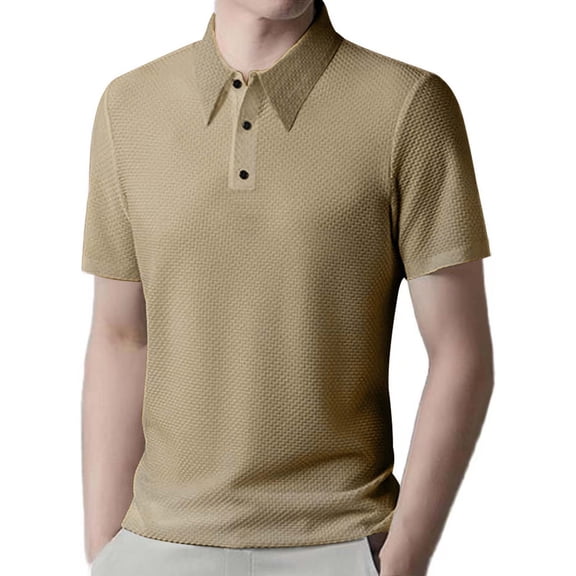 Golf Shirts for Men Business Casual Short Sleeve Button Collared T-Shirts Mens Pullover Solid Color Slim Basic Breathable Going-Out Workout Tees Tops