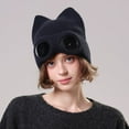 thumbnail image 2 of Aviator Style Knit Hat with Cat Ears, Fleece Lined Beanie with Attached Fake Sunglasses, Trendy and Humorous Cold-Weather Accessory for Ski Resorts and Parties. Navy, 2 of 5