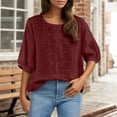 thumbnail image 2 of DHFJKG Boho T Shirts For Women Floral Embroidered Loose Fit Half Sleeve Breathable Linen Summer Top Beach Vacation Clothes Versatile Tops, 2 of 4
