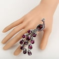thumbnail image 5 of Peacock Stretch Rings for Women Fit Finger Size 6.5 to 9 Rhinestone Silk Scarf Holders, 5 of 5