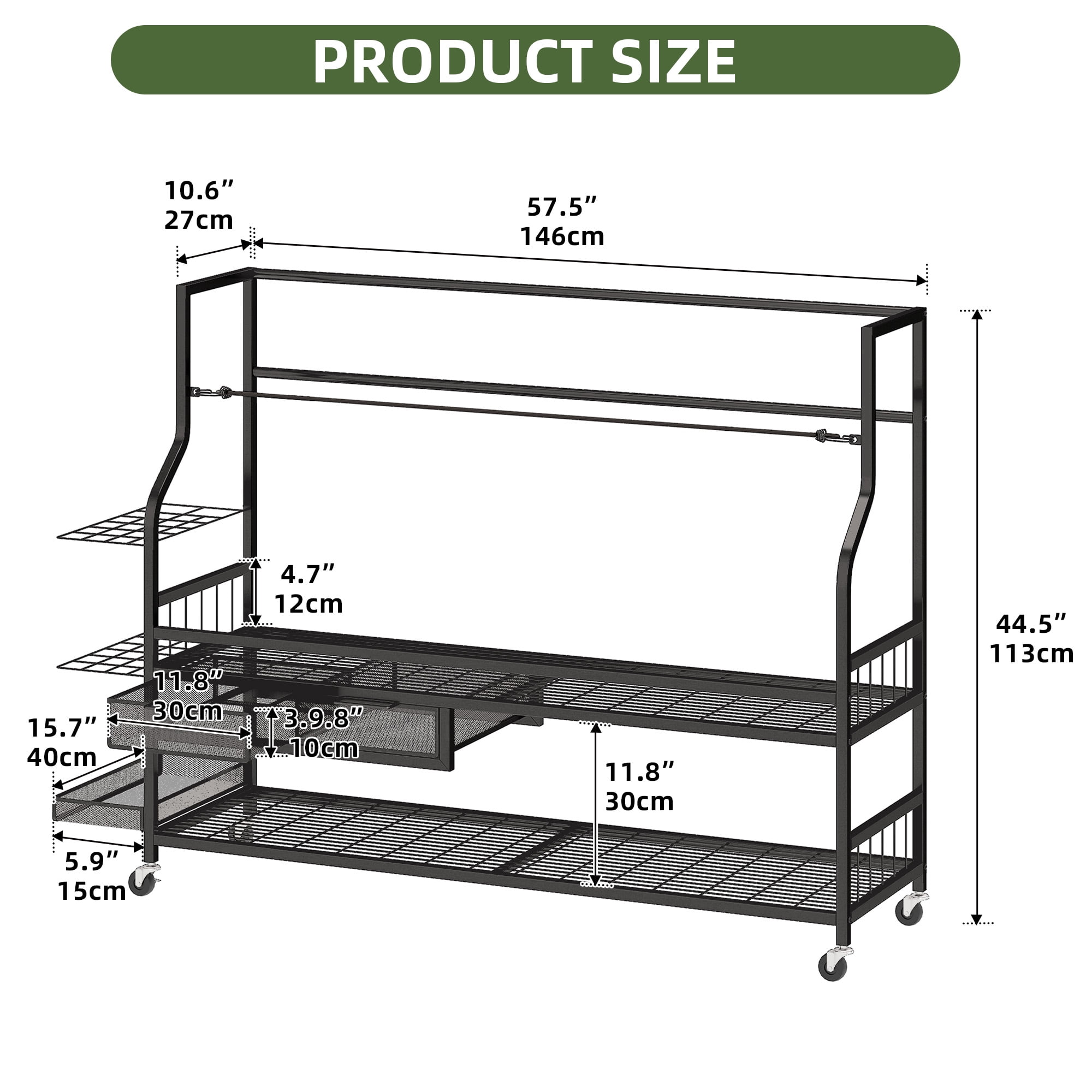 Uforic 5 Golf Bag Organizer - Garage Golf Bag Stand Holder with Wheels and Storage Rack, Black
