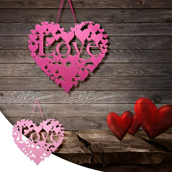 Happy Valentine's Day Heart Door Sign Valentines Day Decorations Door Hanger Rustic Non Woven Fabric Hanging Wall Plaque Sign Valentine Wreaths for Front Door Porch Farmhouse Housewarming