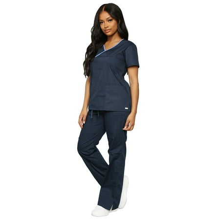 

Women Everyday Expert Scrub Set Curved V-Neck Scrub Top & Tapered Drawstring Scrub Pants