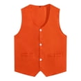 thumbnail image 3 of Haitryli Women Men Button Vest Volunteer Activity Vest Unisex Waiter Waistcoat Bartender Work Uniform Orange XXL, 3 of 4