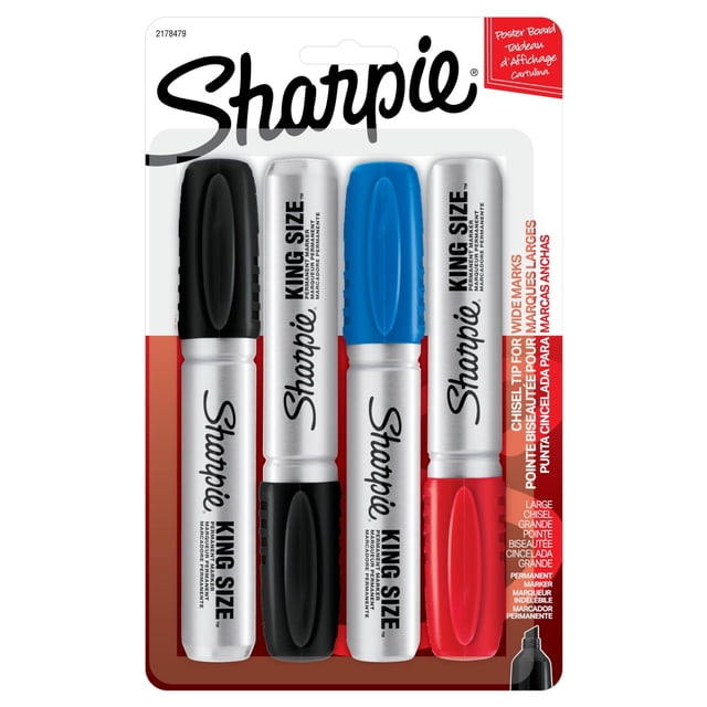 Rotulador Sharpie, tamaño king, permanente, con punta de cincel grande, 4 unidades