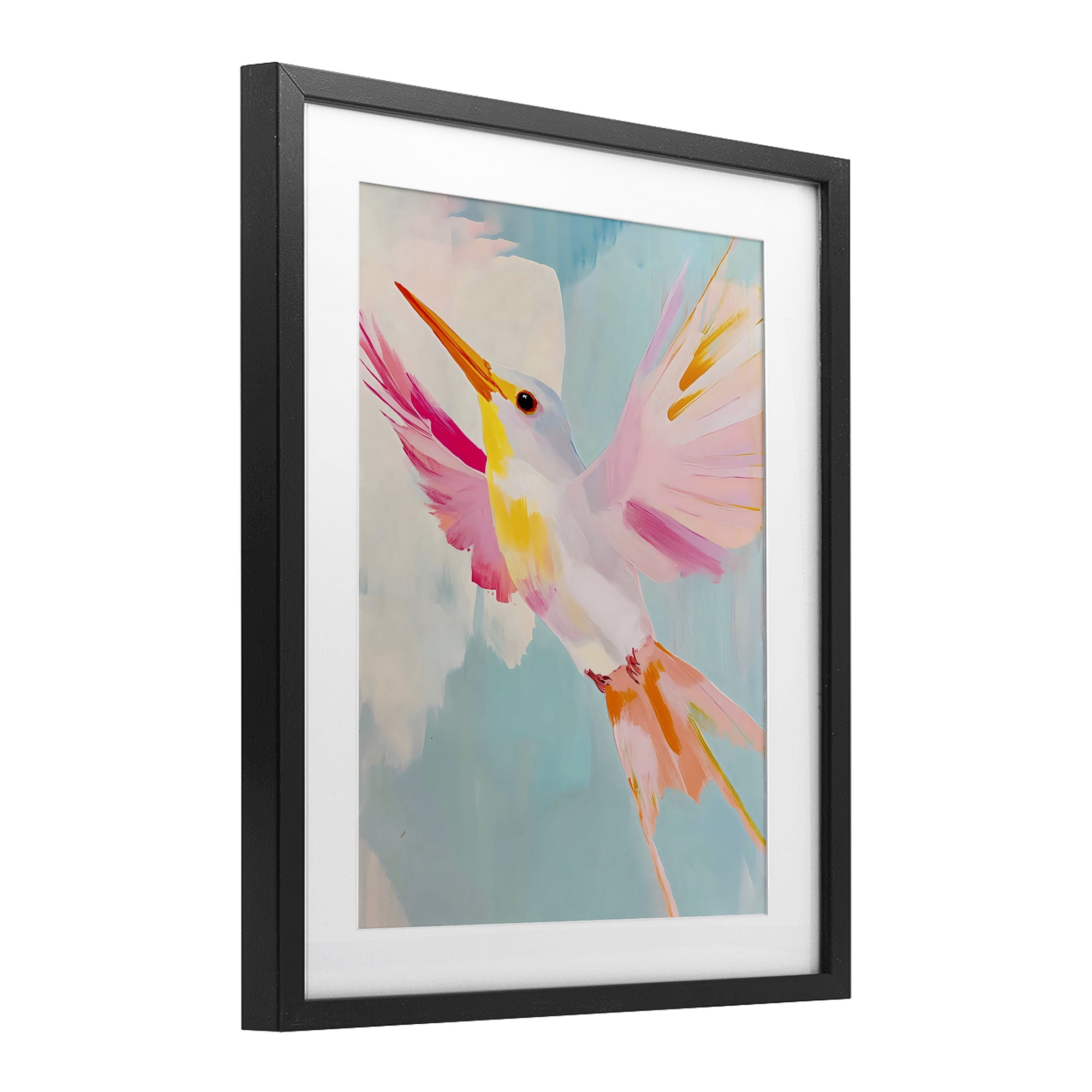 Stupell Industries Pastel Hummingbird Soaring Black Framed Print Under Glass, design by The Prints Vibe