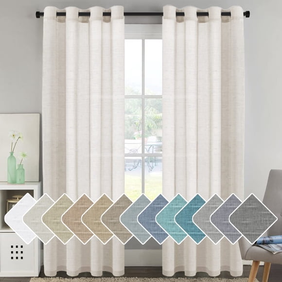 Cortinas H.VERSAILTEX de lino transparente de 240 cm de largo para sala de estar
