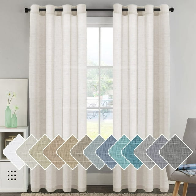 Cortinas H.VERSAILTEX de lino transparente de 240 cm de largo para sala de estar