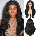 thumbnail image 1 of Yanonmyfd  Curly Headband Wig Layered Headband Wigs for Black Women TALOS Long Wavy Natural Black Curly Synthetic Half Wig, 1 of 16