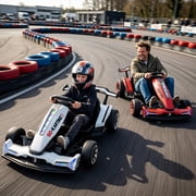 Wisairt 24V 10Ah Kids Electric Go Kart Drift Car, 360° Drift Ride on Toy with 800W Motors, 7.5 MPH, Adjustable Length, LED Lights, Drift Racing Kart for Big Kids 6-12 Years Old, 135 LBS, White