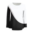 thumbnail image 4 of GigrtiJin Women's Basic Colorblock Tops Round Neck Long Sleeves Casual Loose Blouse Comfy Pullover Fall Shirts, 4 of 5