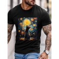 thumbnail image 2 of Men's T-Shirt,Short Sleeve Tee Shirt Casual Tops Starry Sky Cat Crew Neck T Shirts for Men, 2 of 8