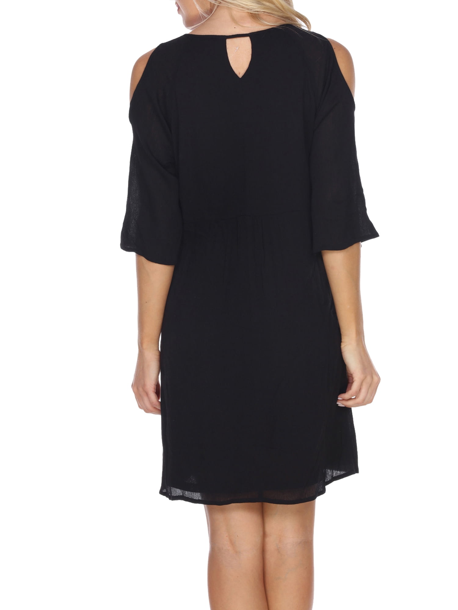 Women's Embroidered Shoulder Cut Out Dress