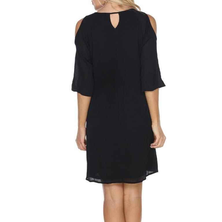 Women s Embroidered Shoulder Cut Out Dress Walmart