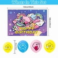 thumbnail image 3 of 32 Pcs For Kirby Theme Birthday Party Decorations and Supplies Set – Includes 1 Backdrop, 1 Cake Topper, 12 Cupcake Toppers, and 18 Balloons for Festive Celebrations, 3 of 5