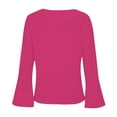 thumbnail image 4 of Flare Sleeve Top, Comdrip Fall T Shirts Women Loose Fit Long Sleeve Boat Neck Tops Casual Blouses Print Sleeve Tops Going Out Tops with Sleeves Hot Pink 5XL, 4 of 6