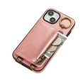 thumbnail image 6 of Allytechgroup Stylish iPhone 15 Wallet Case, Secure Phone Case for Apple iPhone 15, Multi-functional and Durable, Ring Holder Hand Wrist Stand Shockproof Case for Women Men, Pink, 6 of 7