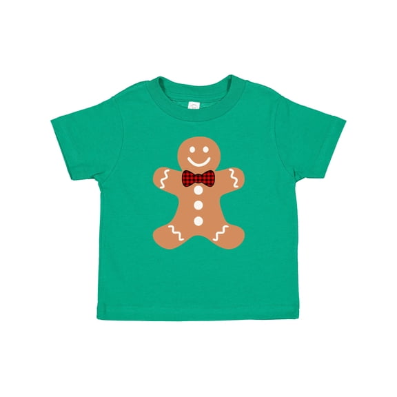 Inktastic Cute Gingerbread Man with Red Plaid Bowtie Boys or Girls Baby T-Shirt